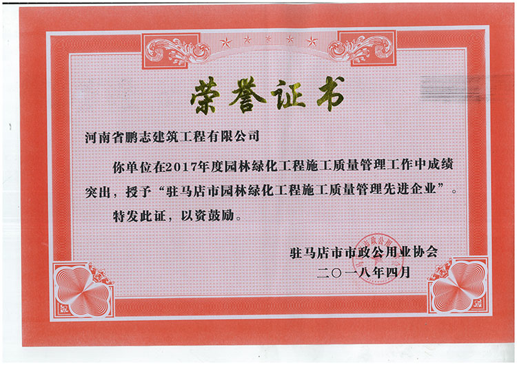 2017榮譽(yù)證書